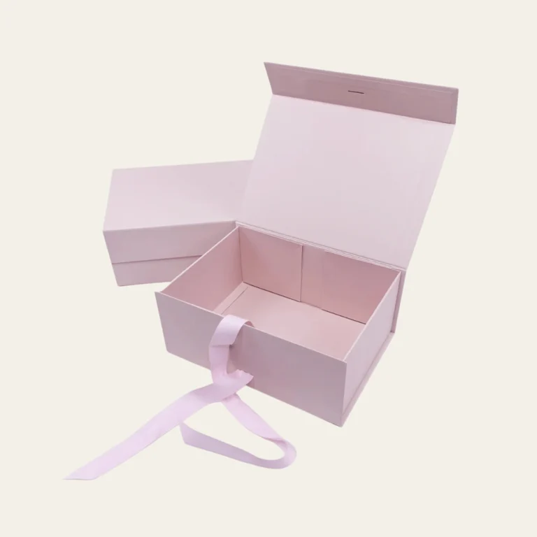 Powder Pink A5 Magnetic Boxes With Changeable Ribbon - Hot Custom Boxes