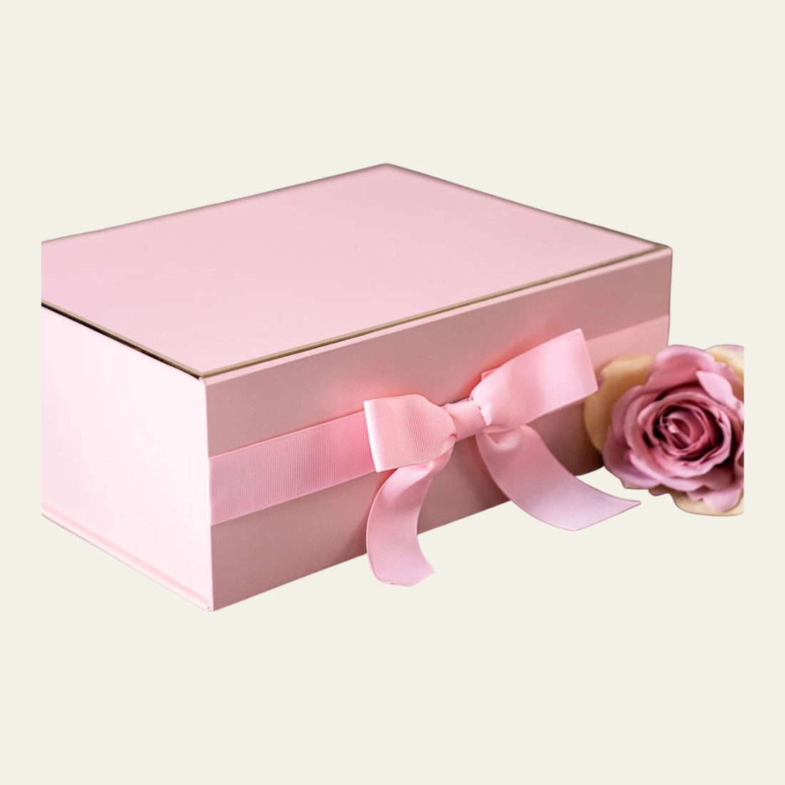 Powder Pink A5 Magnetic Boxes With Changeable Ribbon - Hot Custom Boxes