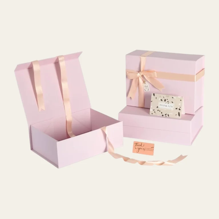 Powder Pink A5 Magnetic Boxes With Changeable Ribbon - Hot Custom Boxes