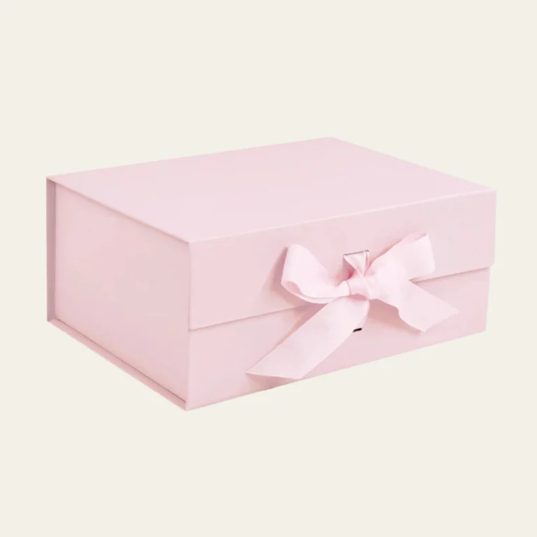 Powder Pink A5 Magnetic Boxes With Changeable Ribbon - Hot Custom Boxes