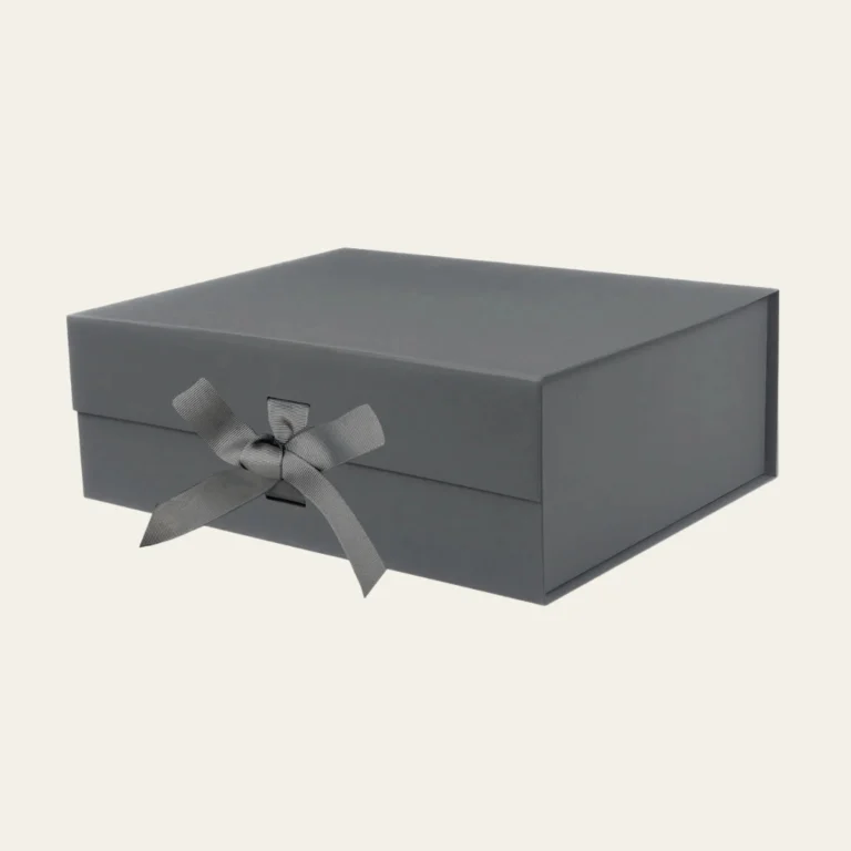 Charcoal Gray A5 Deep Magnetic Boxes With Changeable Ribbon - Hot Custom Boxes