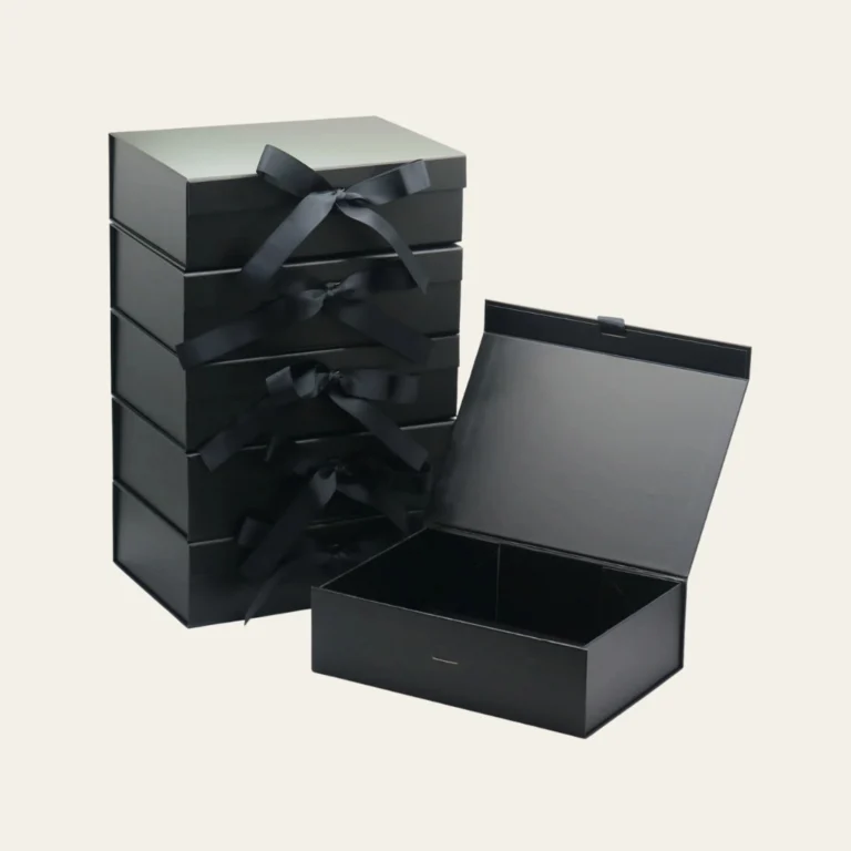 Black A5 Square Magnetic Boxes With Changeable Ribbon - Hot Custom Boxes
