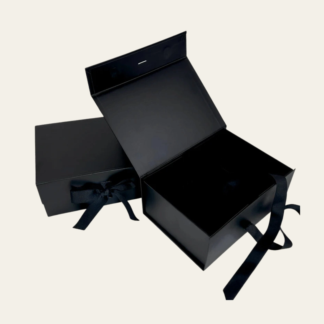 Black A5 Square Magnetic Boxes With Changeable Ribbon - Hot Custom Boxes