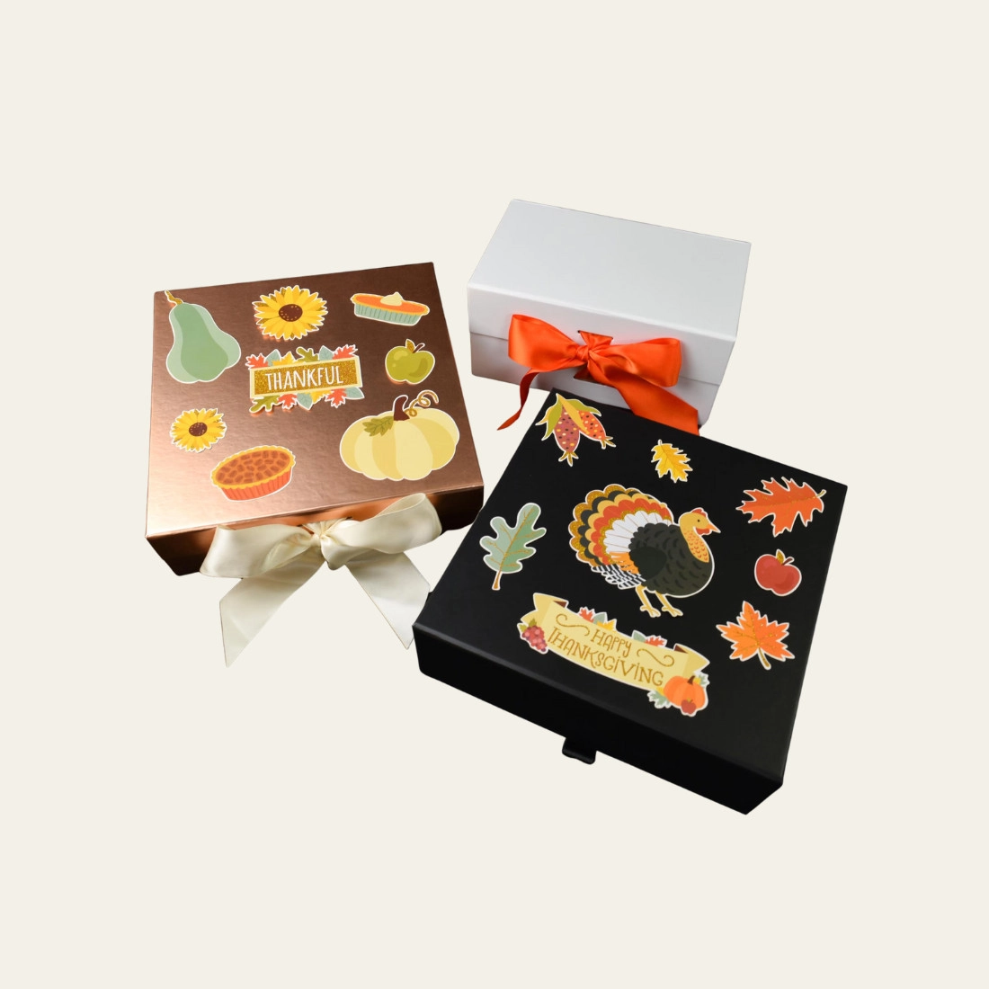 Thanksgiving Rigid Gift Boxes with Ribbon Closure - Hot Custom Boxes