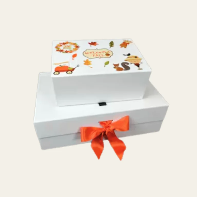 Thanksgiving Rigid Gift Boxes with Ribbon Closure - Hot Custom Boxes