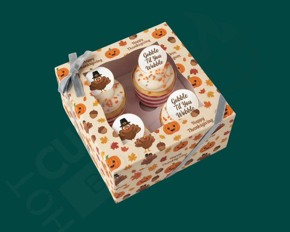 Personalized Thanksgiving Cupcake Boxes with Logo Printing