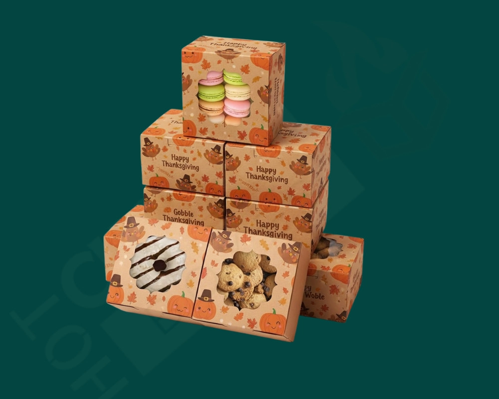 Stackable Thanksgiving Cookie Boxes for Bulk Orders
