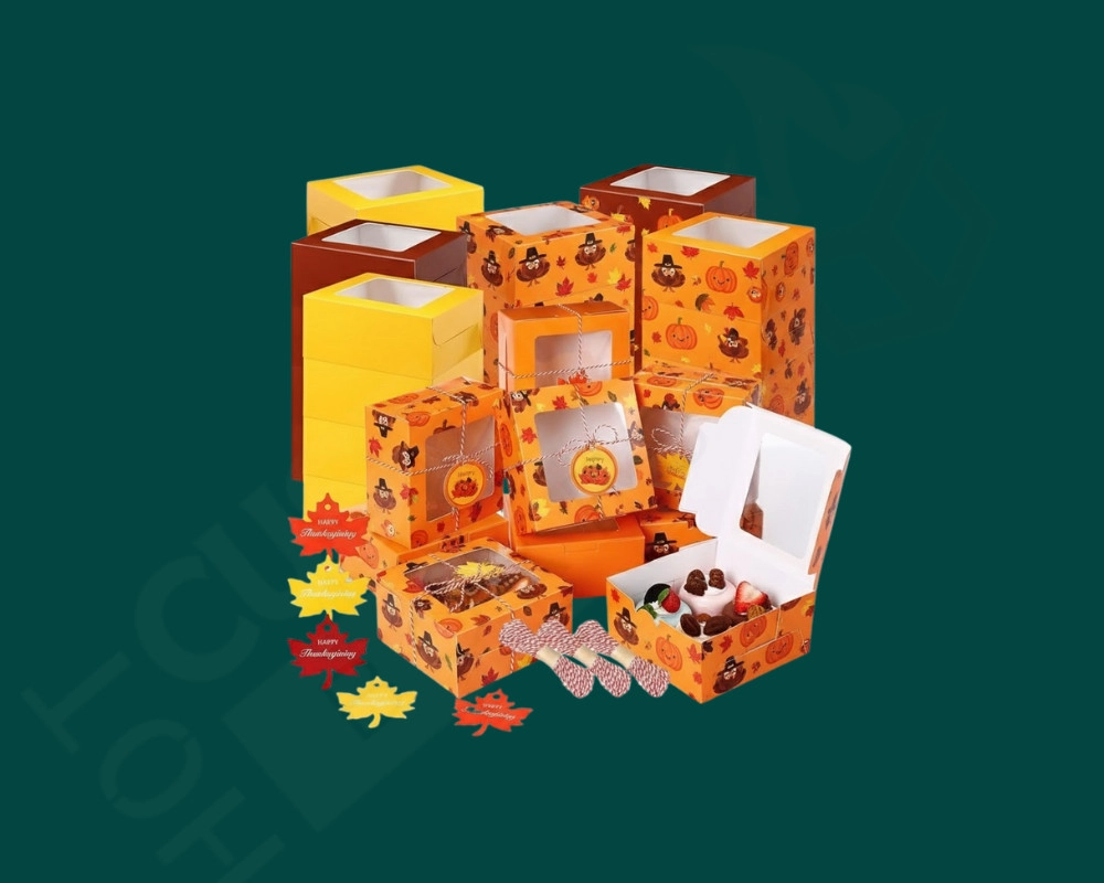Themed Cake Boxes with Thanksgiving Colors & Patterns