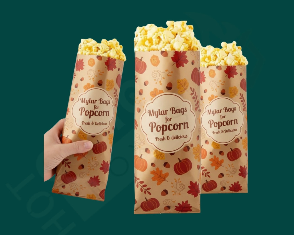 Mylar Bags for Popcorn, Nuts & Caramel Crunch