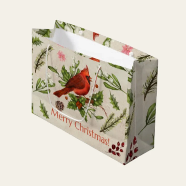 Christmas Cardinal Gift Bags - Hot Custom Boxes