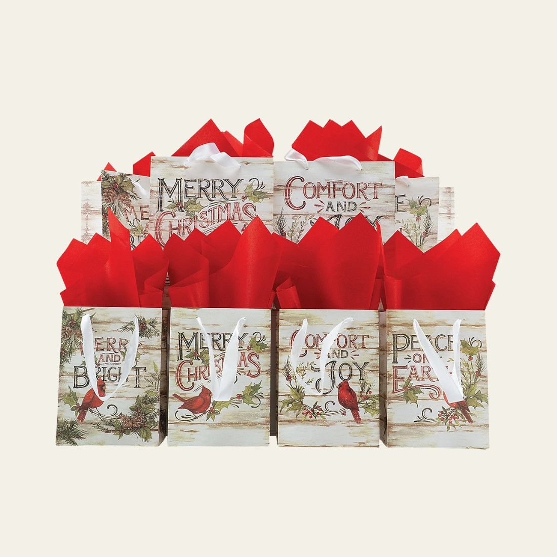 Christmas Cardinal Gift Bags - Hot Custom Boxes