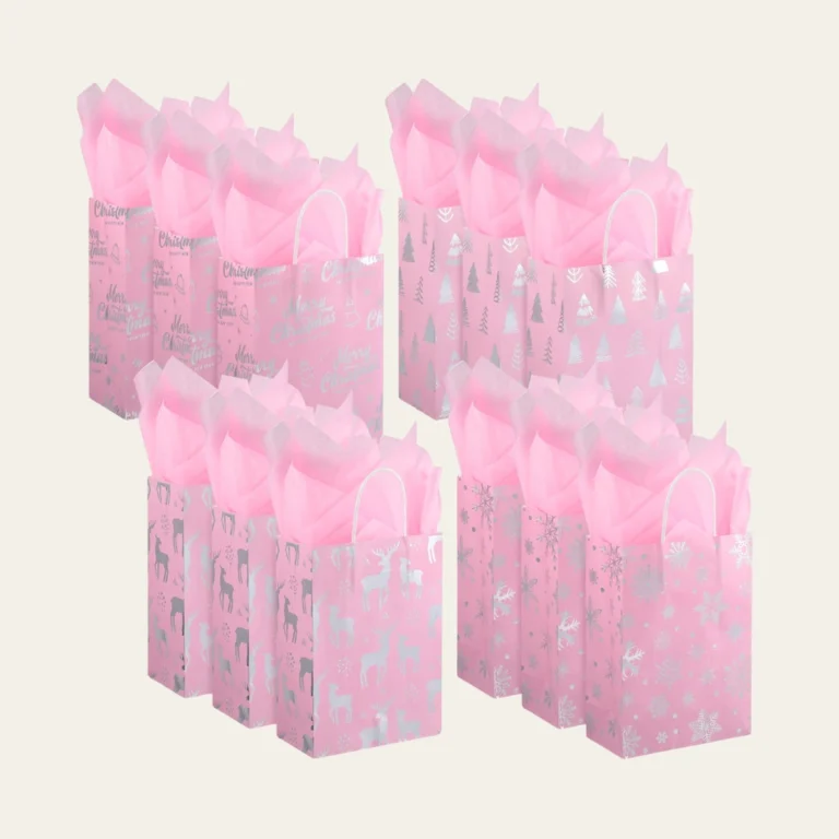 Pink Christmas Gift Bags - Hot Custom Boxes