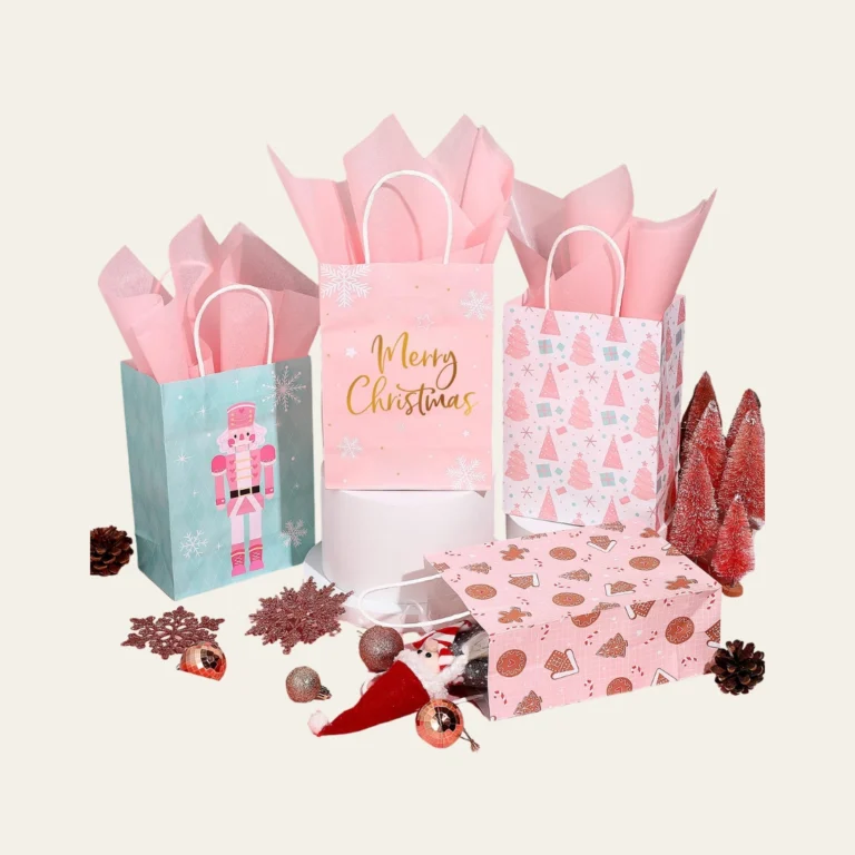 Pink Christmas Gift Bags - Hot Custom Boxes