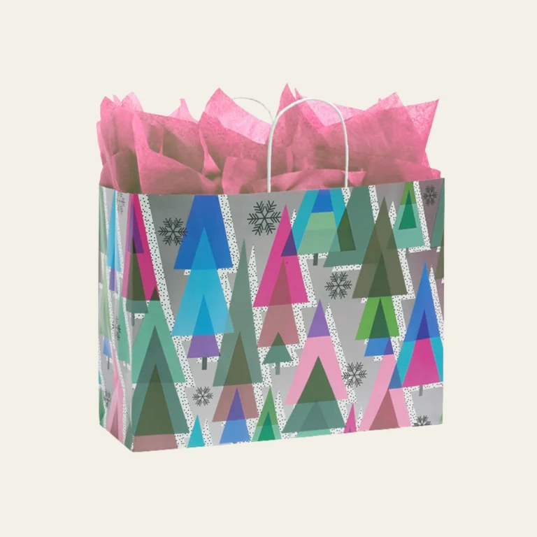 Retro Trees Christmas Gift Bags - Hot Custom Boxes