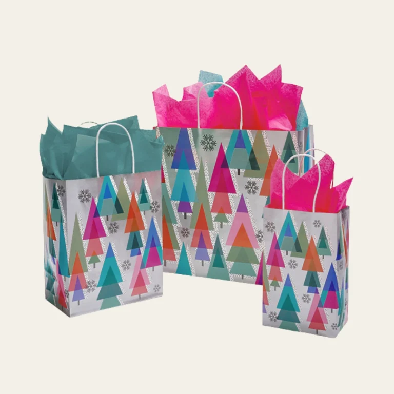 Retro Trees Christmas Gift Bags - Hot Custom Boxes