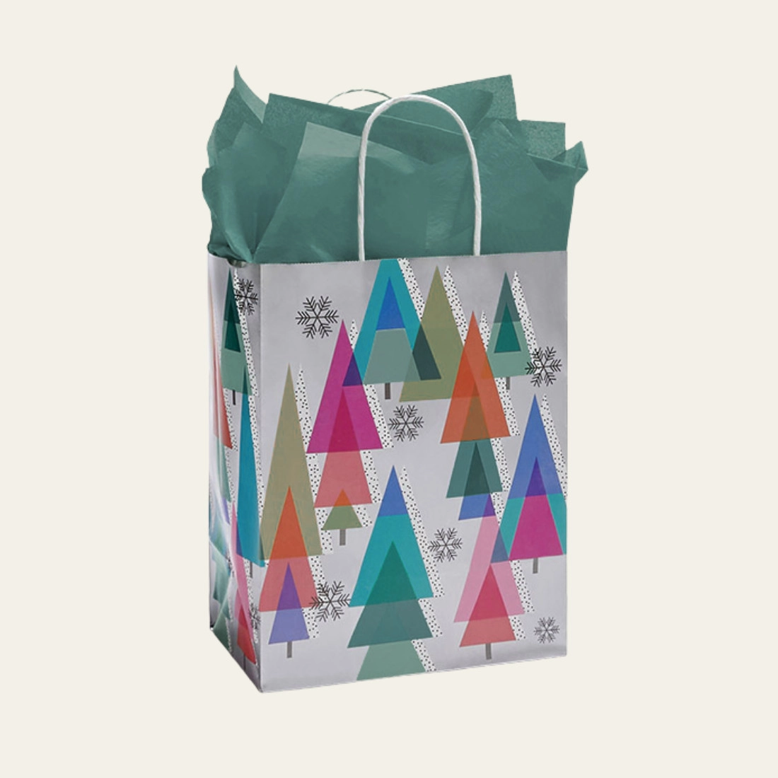 Retro Trees Christmas Gift Bags - Hot Custom Boxes