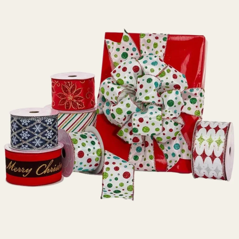 Patterned Glitter Christmas Ribbon - Hot Custom Boxes