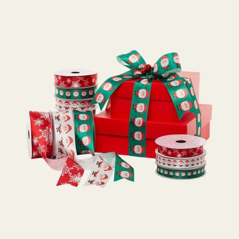 Patterned Satin Christmas Ribbon - Hot Custom Boxes