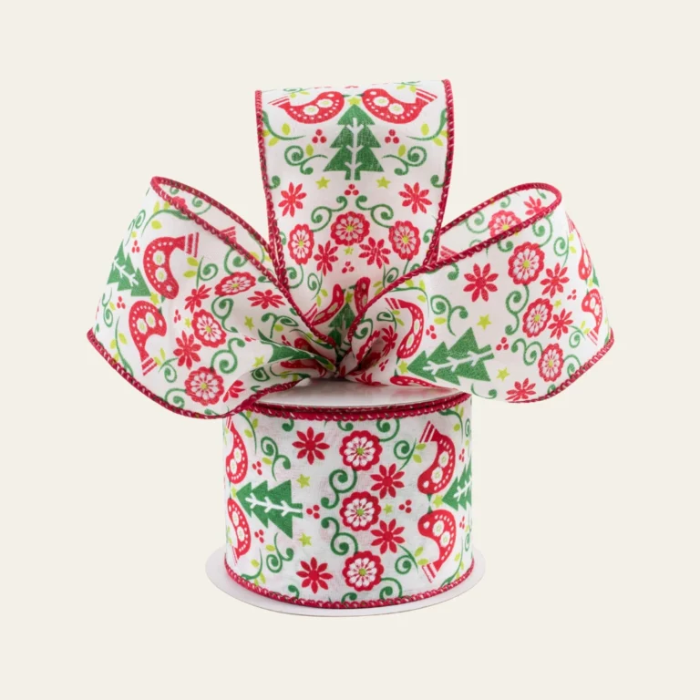 Patterned Satin Christmas Ribbon - Hot Custom Boxes