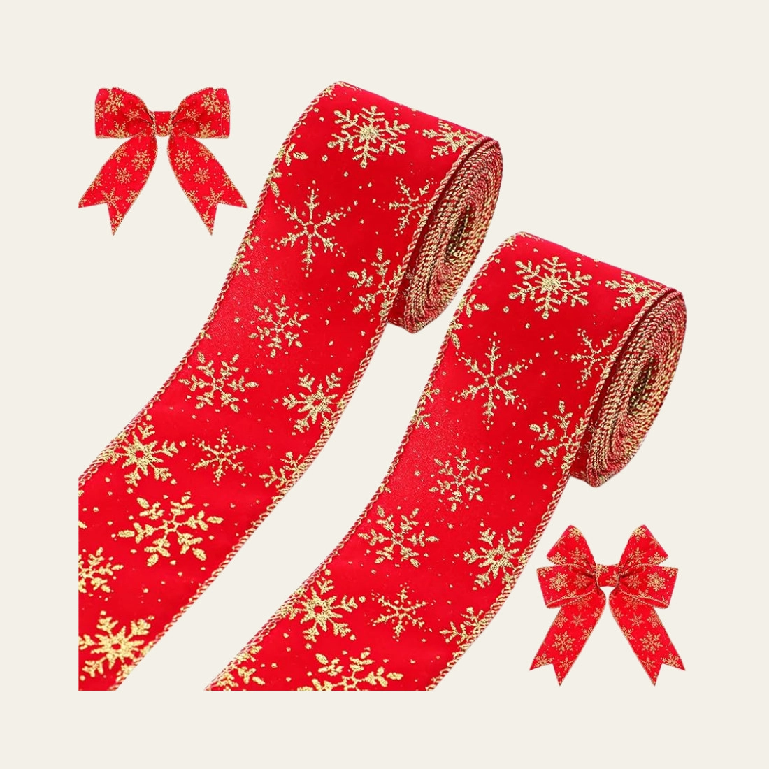 Patterned Velvet Christmas Ribbons - Hot Custom Boxes