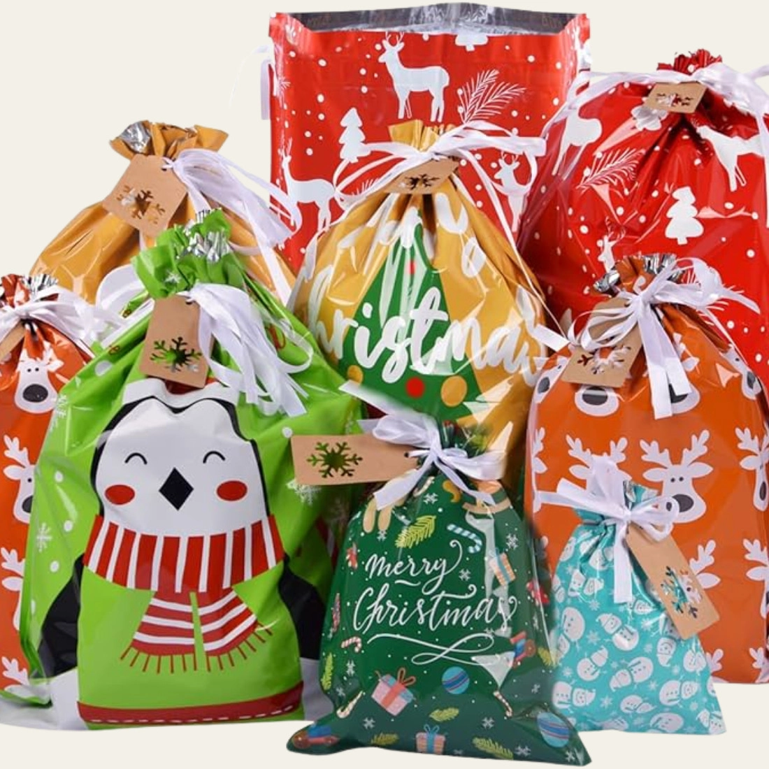 Christmas Drawstring Gift Bags - Hot Custom Boxes