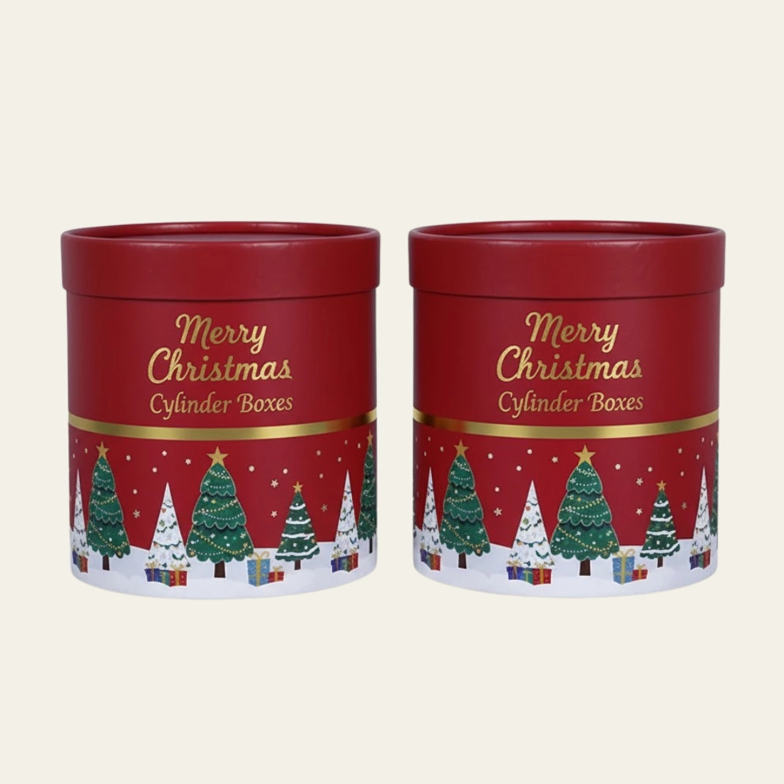 Merry Christmas Trees Cylinder Boxes - Hot Custom Boxes
