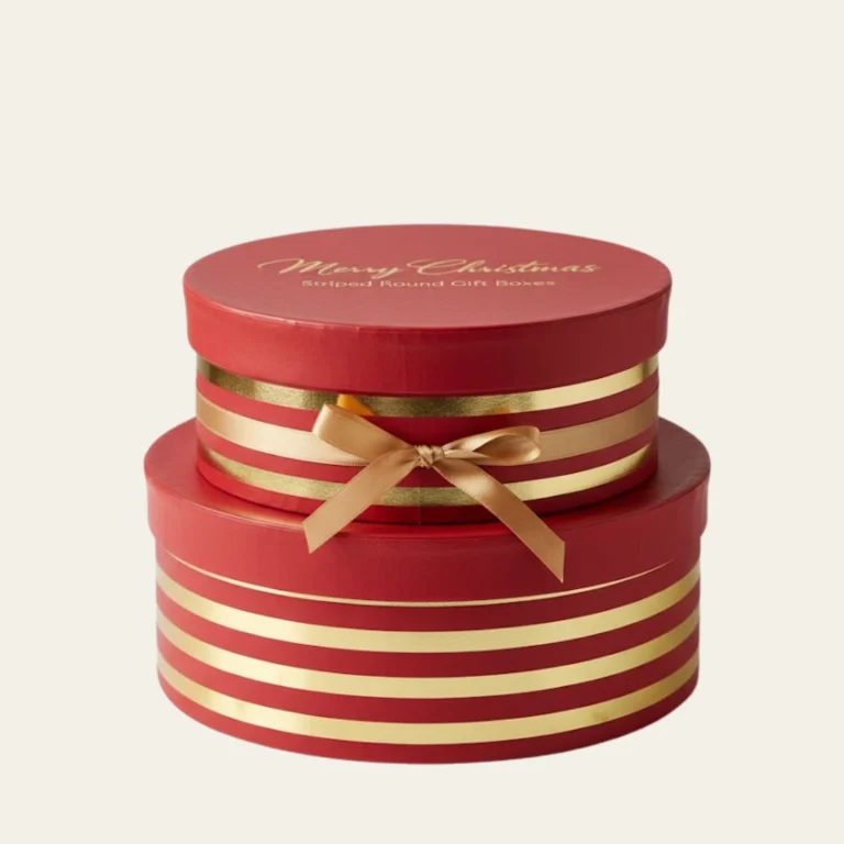 Merry Christmas Striped Round Gift Boxes - Hot Custom Boxes