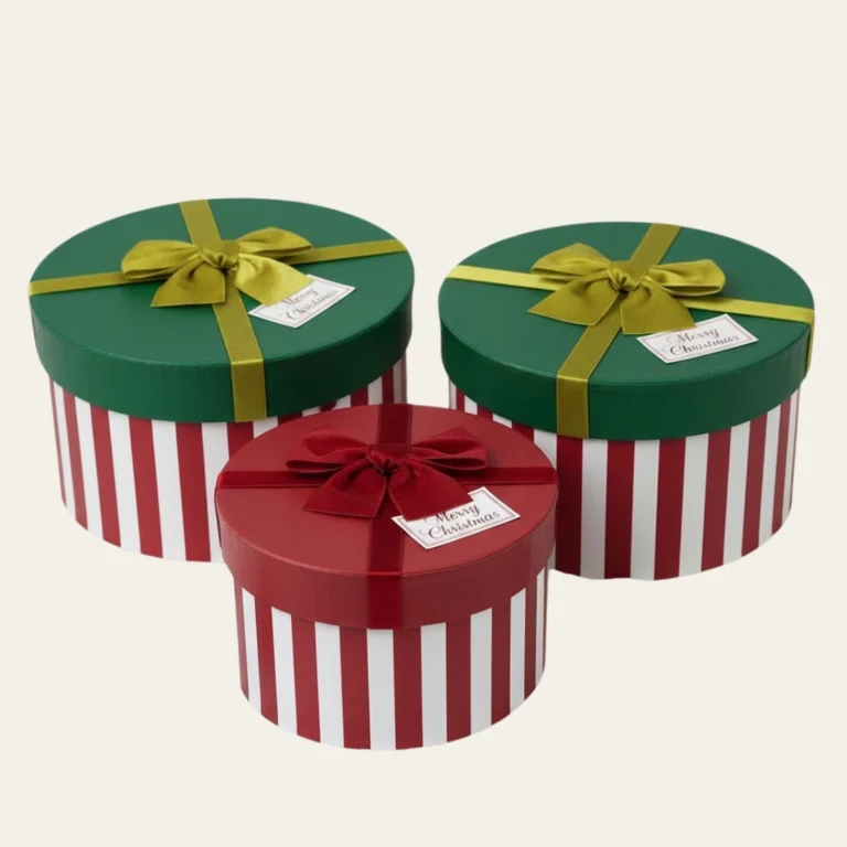 Merry Christmas Striped Round Gift Boxes - Hot Custom Boxes