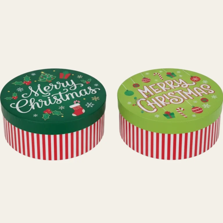 Merry Christmas Striped Round Gift Boxes - Hot Custom Boxes
