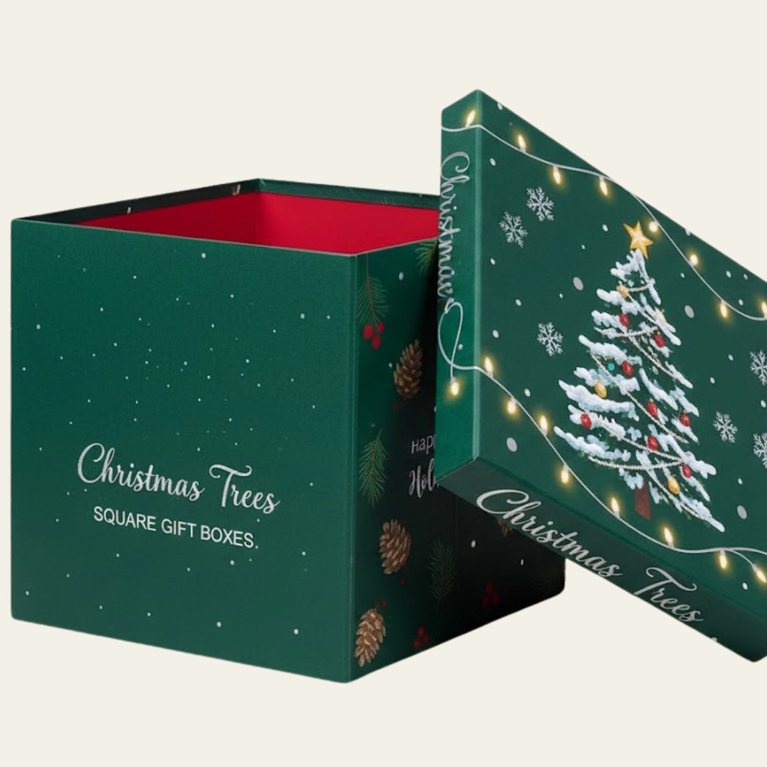 Christmas Trees Square Gift Boxes - Hot Custom Boxes