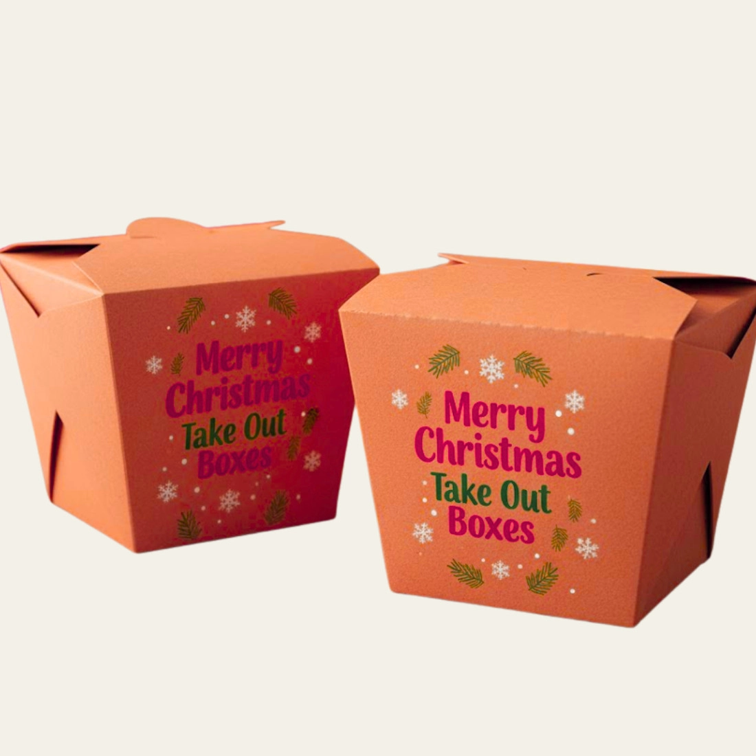 Merry Christmas Take Out Boxes - Hot Custom Boxes