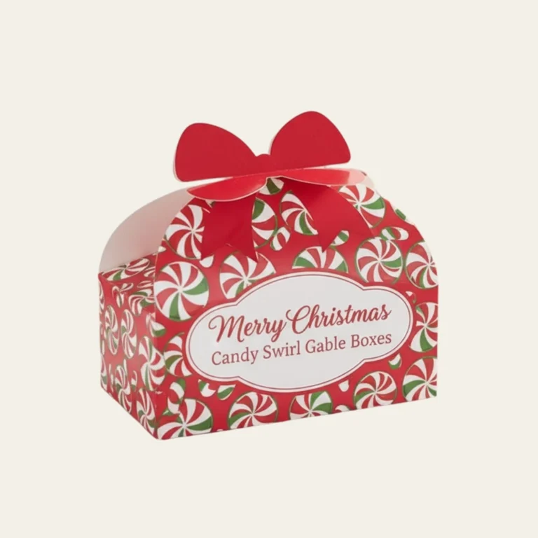 Merry Christmas Candy Swirl Gable Boxes - Hot Custom Boxes