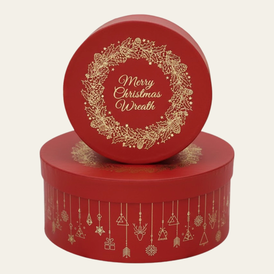 Merry Christmas Wreath Round Gift Boxes - Hot Custom Boxes