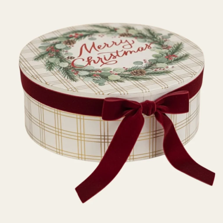Merry Christmas Wreath Round Gift Boxes - Hot Custom Boxes
