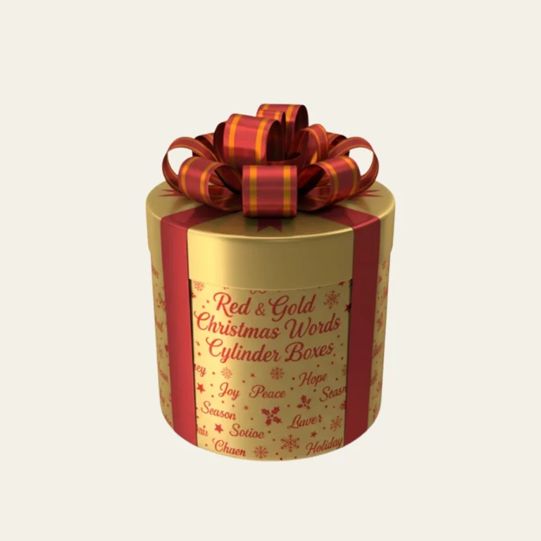 Red &amp; Gold Christmas Words Cylinder Boxes - Hot Custom Boxes