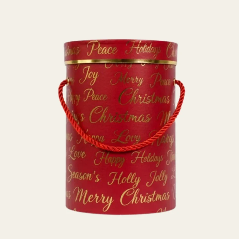Red &amp; Gold Christmas Words Cylinder Boxes - Hot Custom Boxes