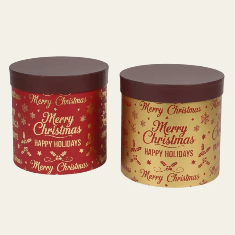 Red &amp; Gold Christmas Words Cylinder Boxes - Hot Custom Boxes