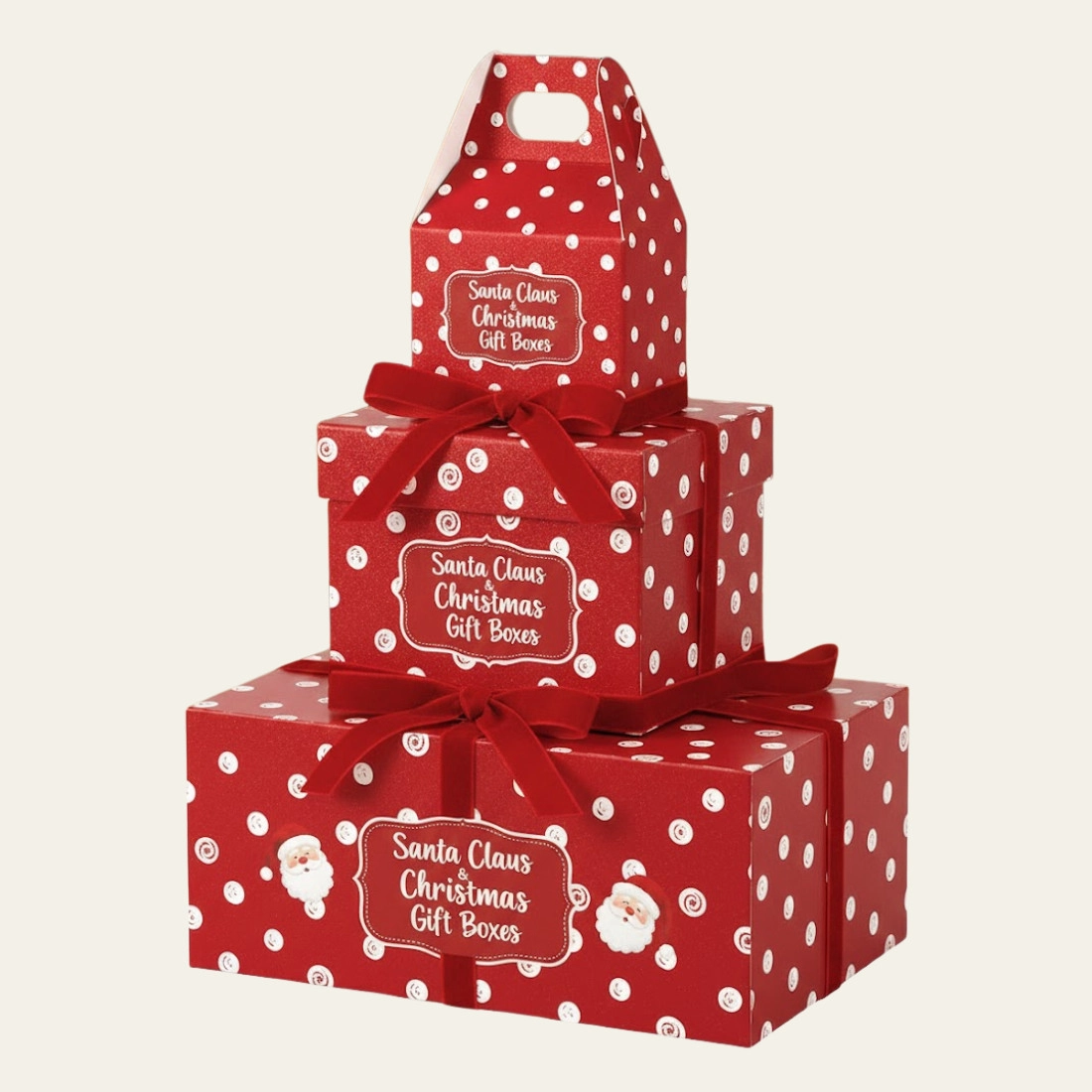 Santa Clause & Polka Dot Christmas Gift Boxes - Hot Custom Boxes