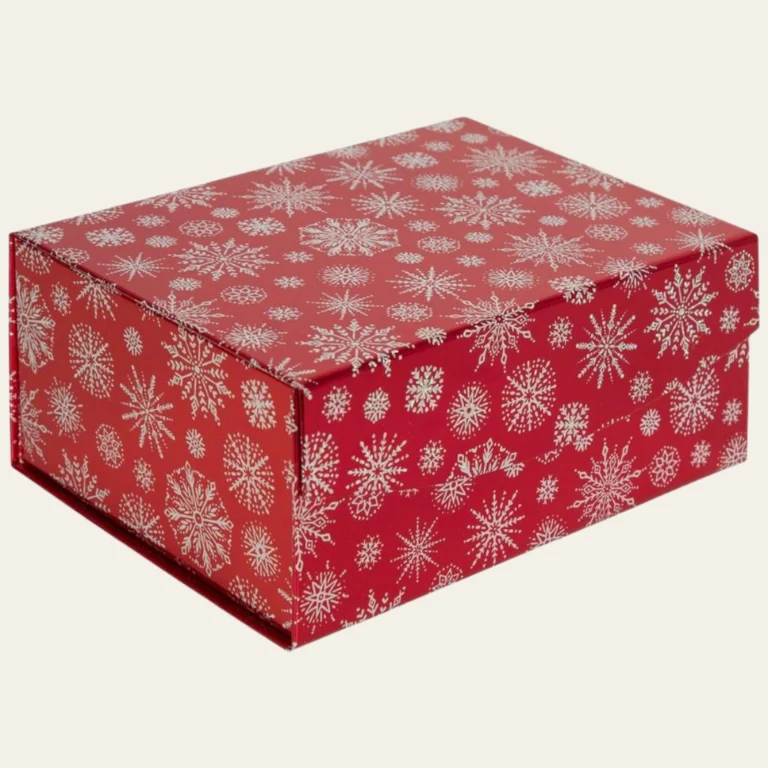 Red &amp; Silver Snowflake Gift Boxes - Hot Custom Boxes