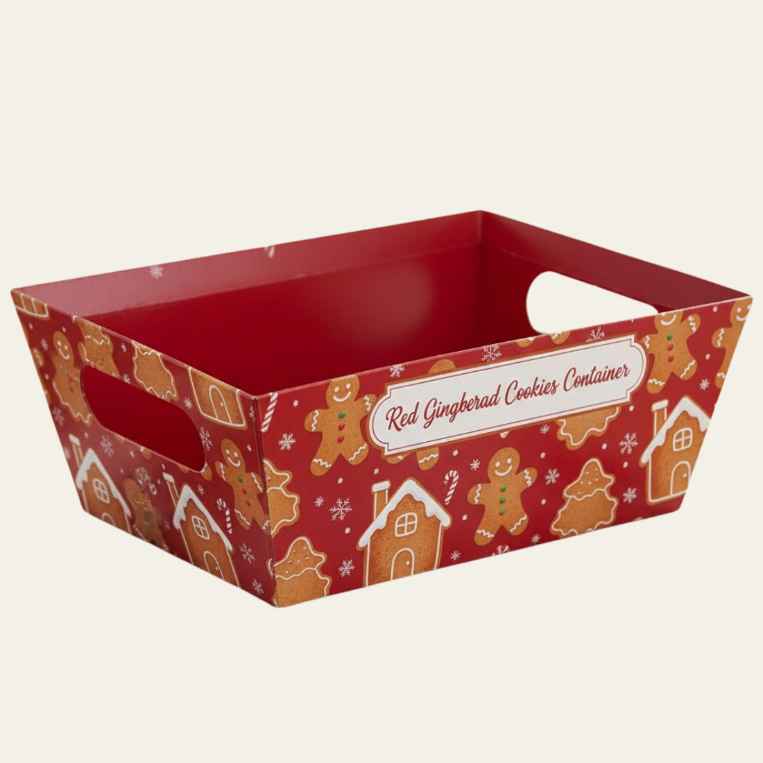 Red Gingerbread Cookies Christmas Container - Hot Custom Boxes