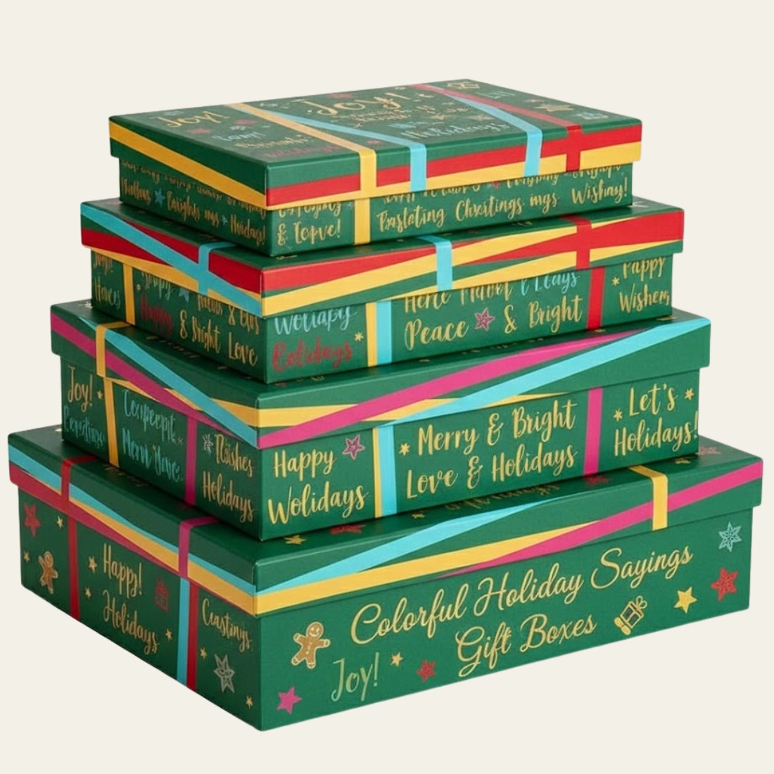 Colorful Holiday Sayings Gift Boxes - Hot Custom Boxes