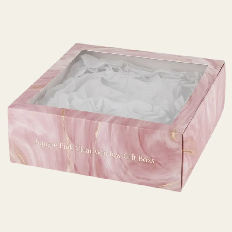 Square Pink Clear Window Gift Boxes - Hot Custom Boxes