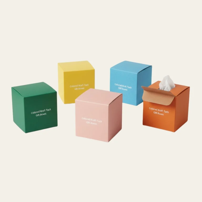 Colored Kraft Tuck Gift Boxes 5x5x5 - Hot Custom Boxes