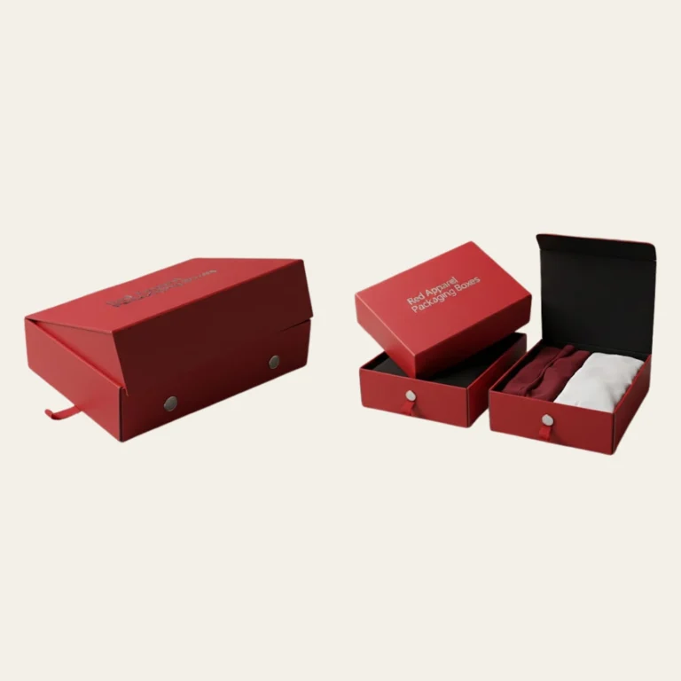 Red Apparel Packaging Boxes - Hot Custom Boxes