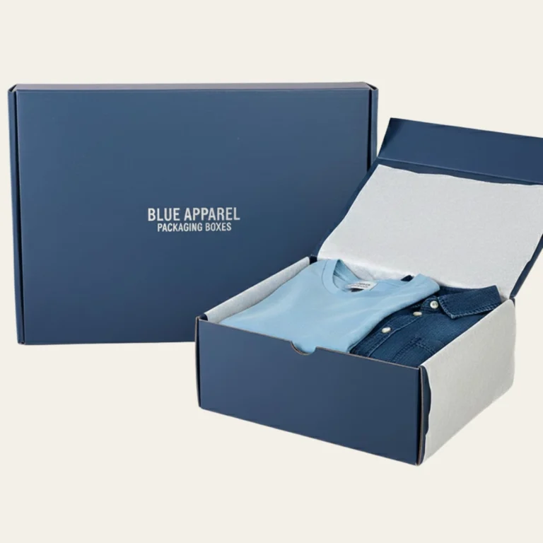 Blue Apparel Packaging Boxes - Hot Custom Boxes