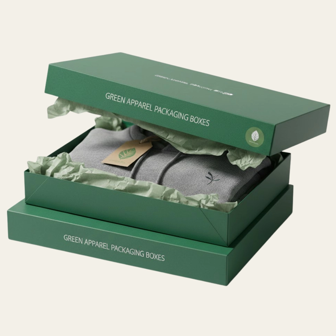 Green Apparel Packaging Boxes - Hot Custom Boxes