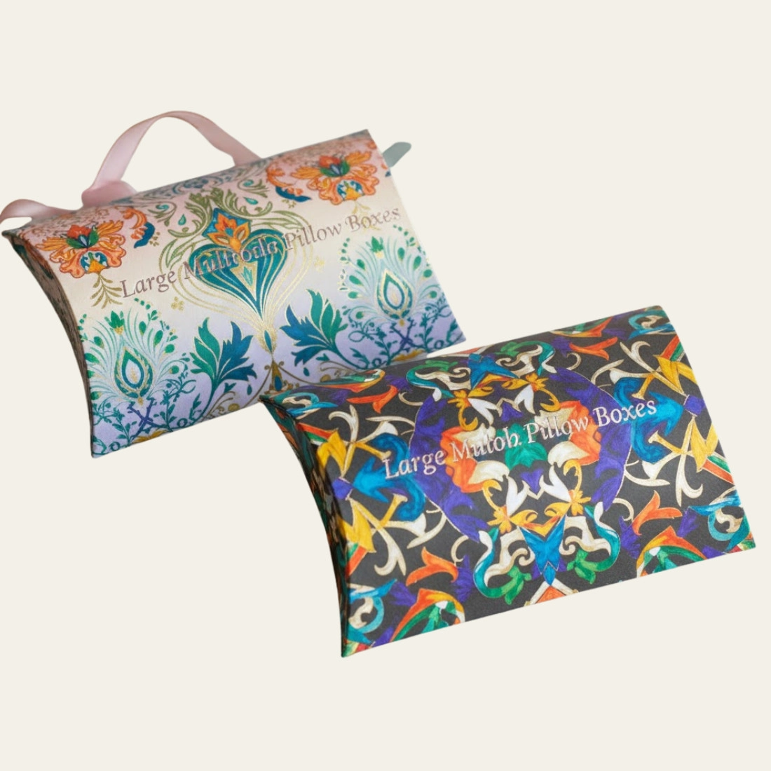 Large Multicolor Pillow Boxes - Hot Custom Boxes