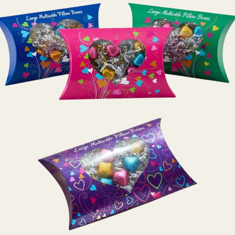 Large Multicolor Pillow Boxes - Hot Custom Boxes