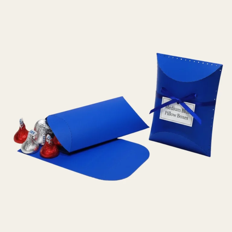 Medium Blue Pillow Boxes - Hot Custom Boxes