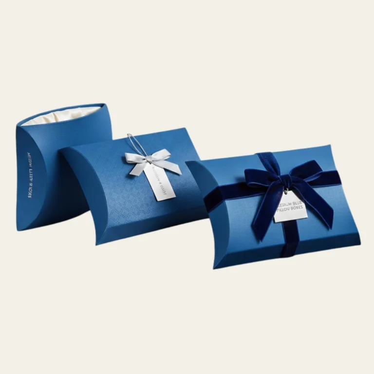 Medium Blue Pillow Boxes - Hot Custom Boxes